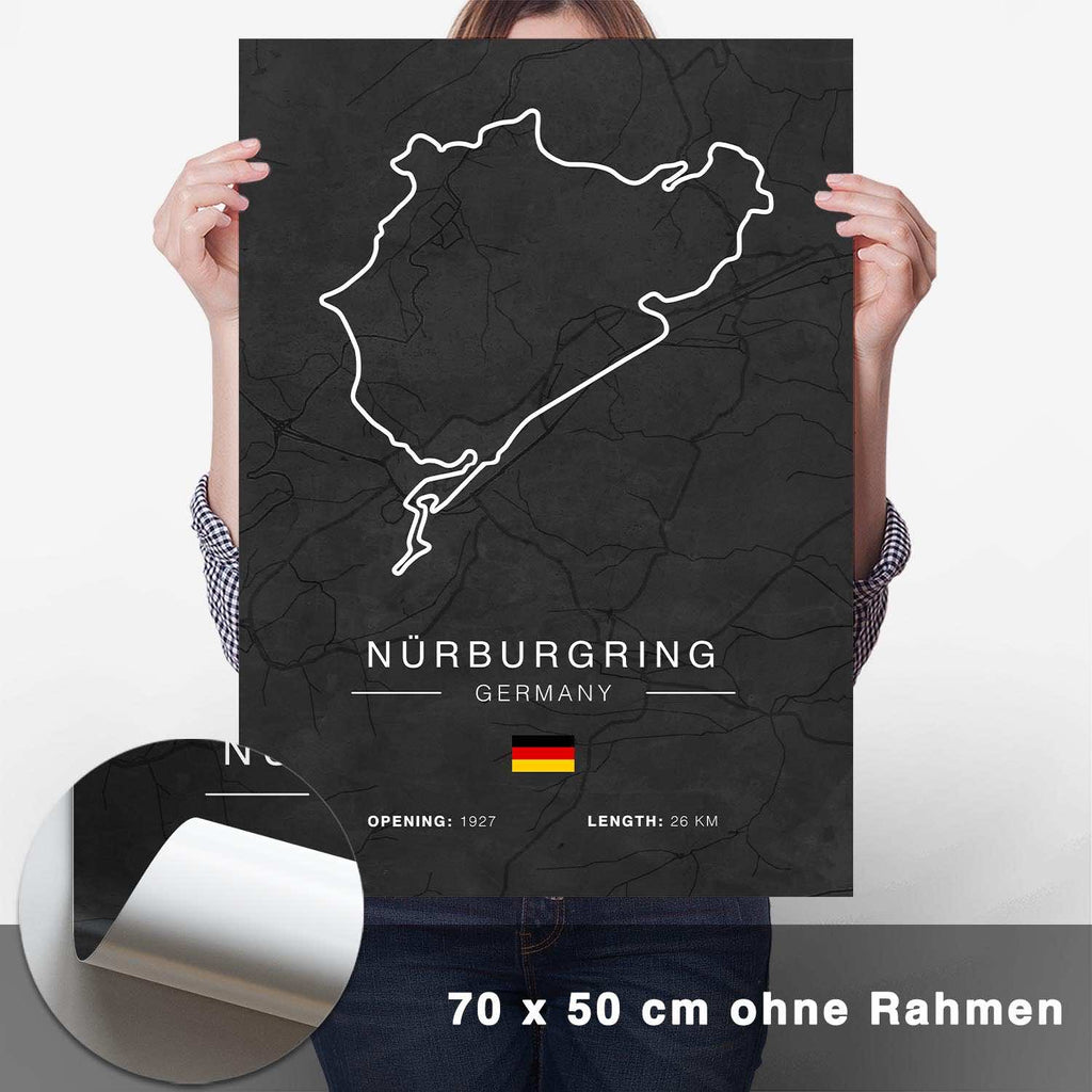 Nürburgring Rennstrecken Poster - Dunkel - CARTISTRY