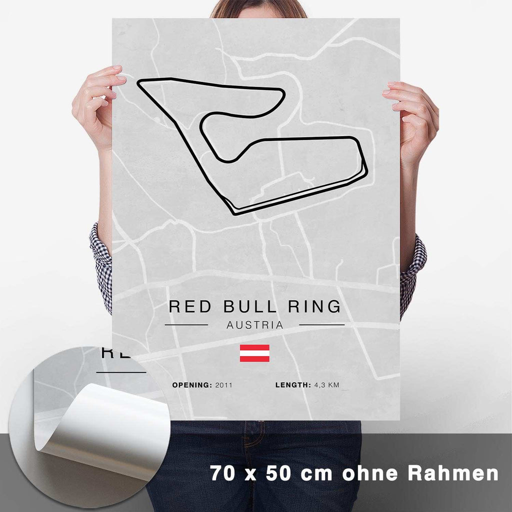 Red Bull Ring Spielberg Rennstrecken Poster - Hell - CARTISTRY