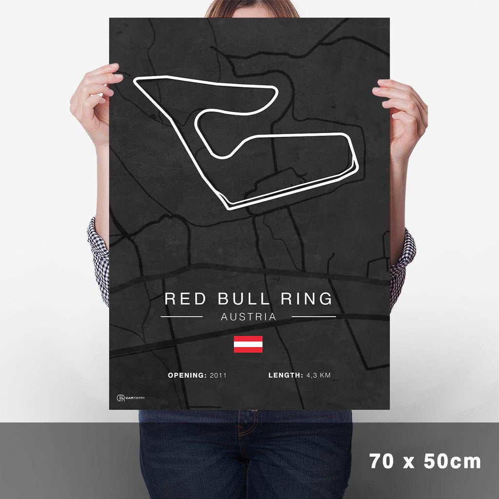 Red Bull Ring Rennstrecken Poster - Dunkel - Cartistry