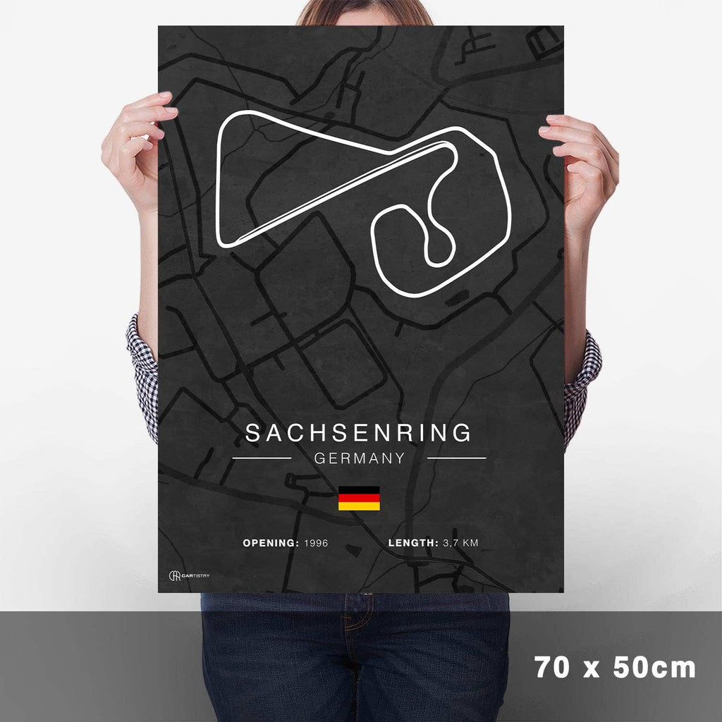 Sachsenring Rennstrecken Poster - Dunkel - Cartistry