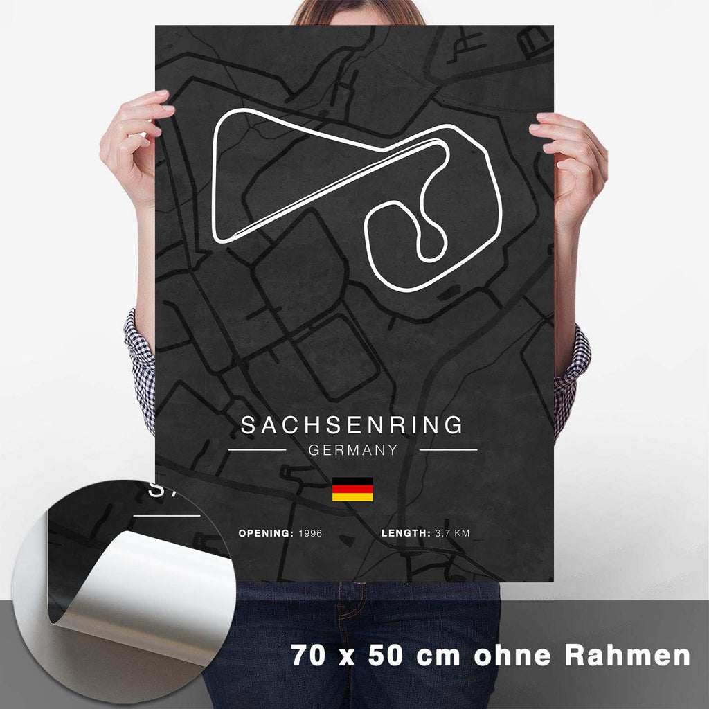Sachsenring Rennstrecken Poster - Dunkel - CARTISTRY