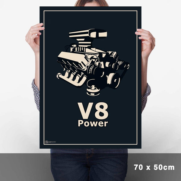 Lade das Bild in den Galerie-Viewer, V8 Motor Poster - Blau - Cartistry
