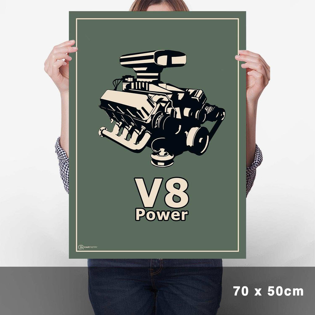 V8 Motor Poster - Grün - Cartistry