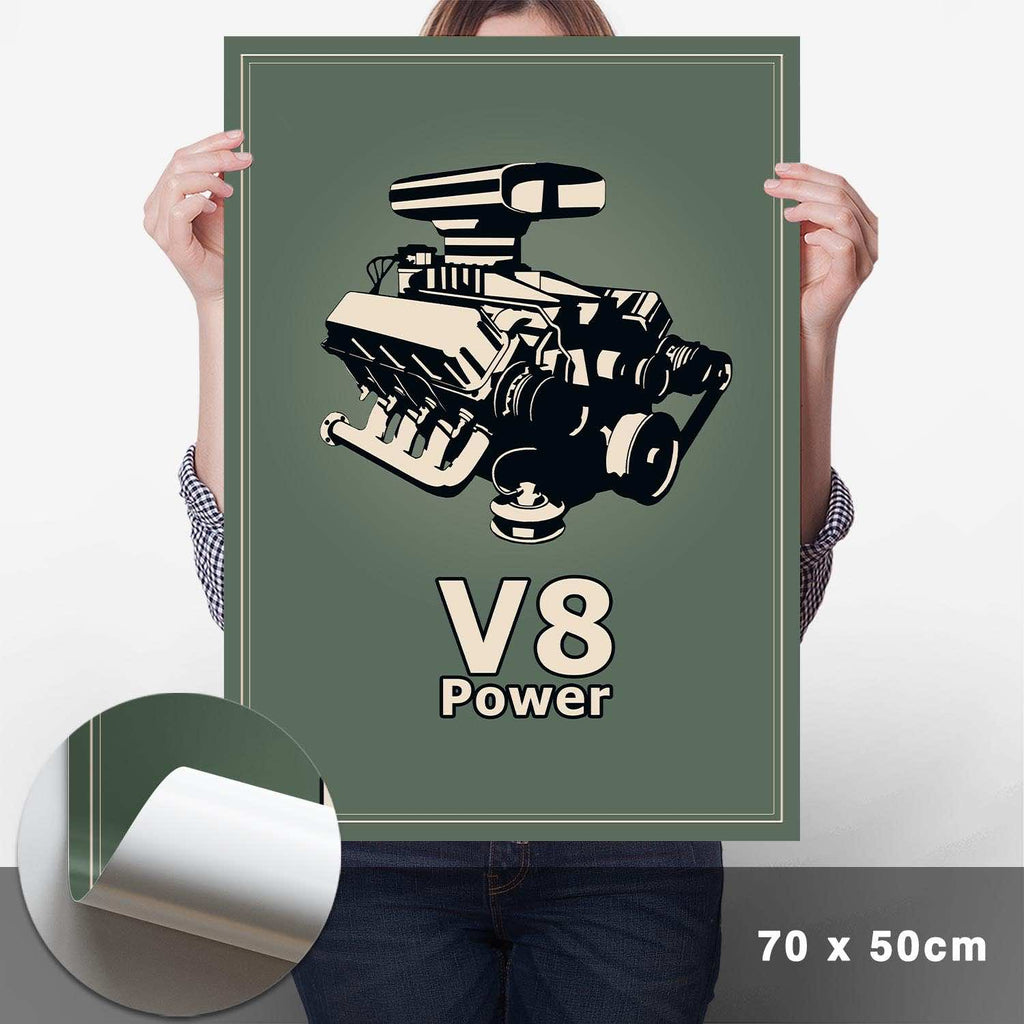 V8 Motor Poster - Grün - Cartistry