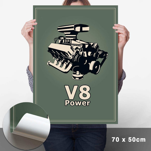 Lade das Bild in den Galerie-Viewer, V8 Motor Poster - Grün - Cartistry
