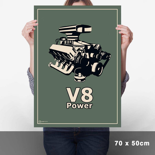 Lade das Bild in den Galerie-Viewer, V8 Motor Poster - Grün - Cartistry
