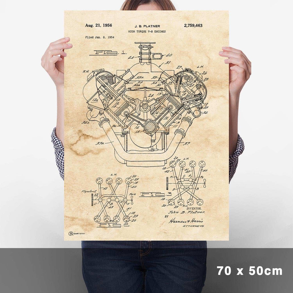 Patent Poster V8 Motor - Cartistry