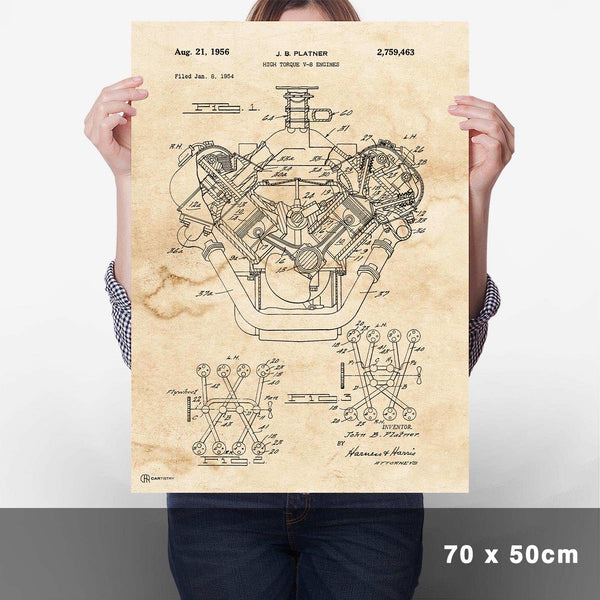 Lade das Bild in den Galerie-Viewer, Patent Poster V8 Motor - Cartistry
