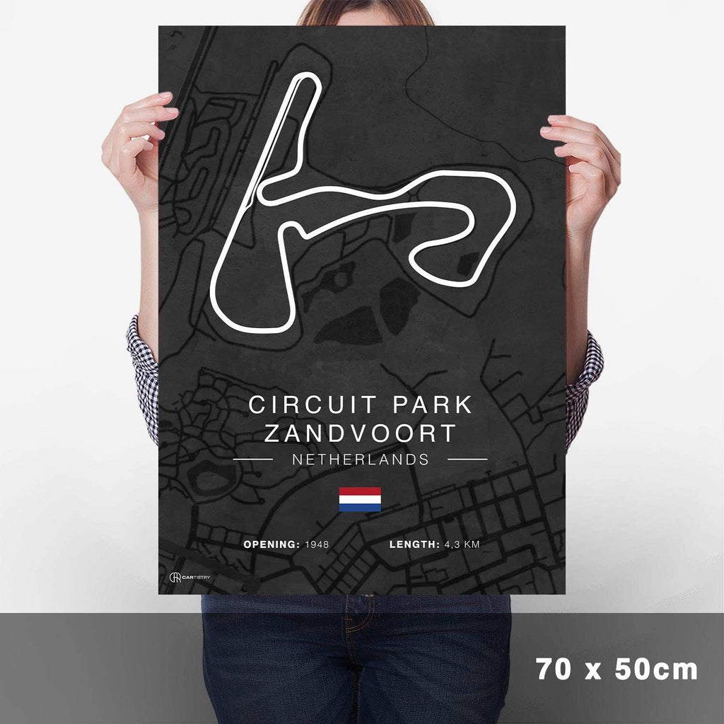 Zandvoort Rennstrecken Poster - Dunkel - Cartistry