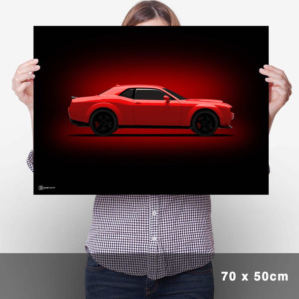 Lade das Bild in den Galerie-Viewer, Challenger SRT Demon Poster Seite Dunkel - Cartistry
