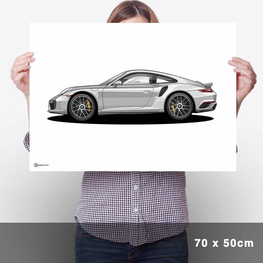 911 Turbo (991) Artwork Poster Dunkel - Cartistry