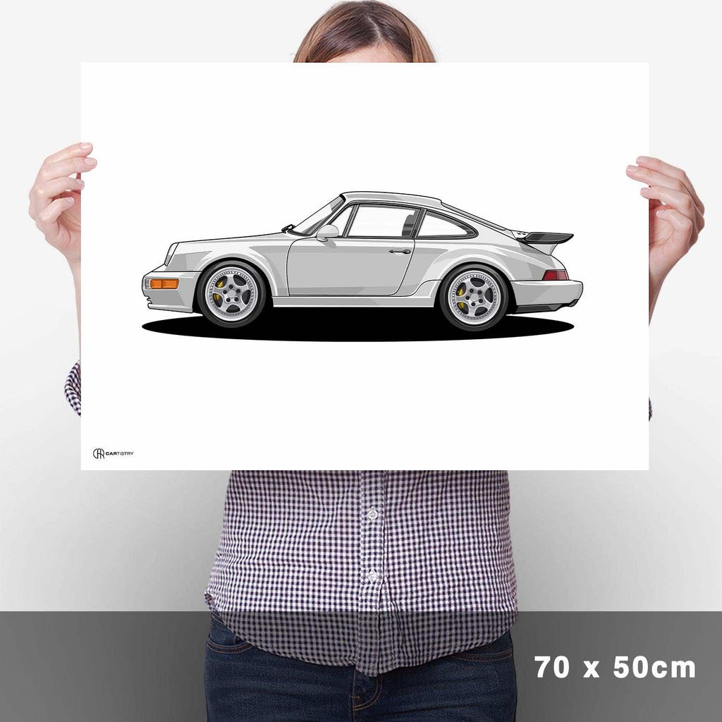 911 Turbo (964) Artwork Poster Hell - Cartistry