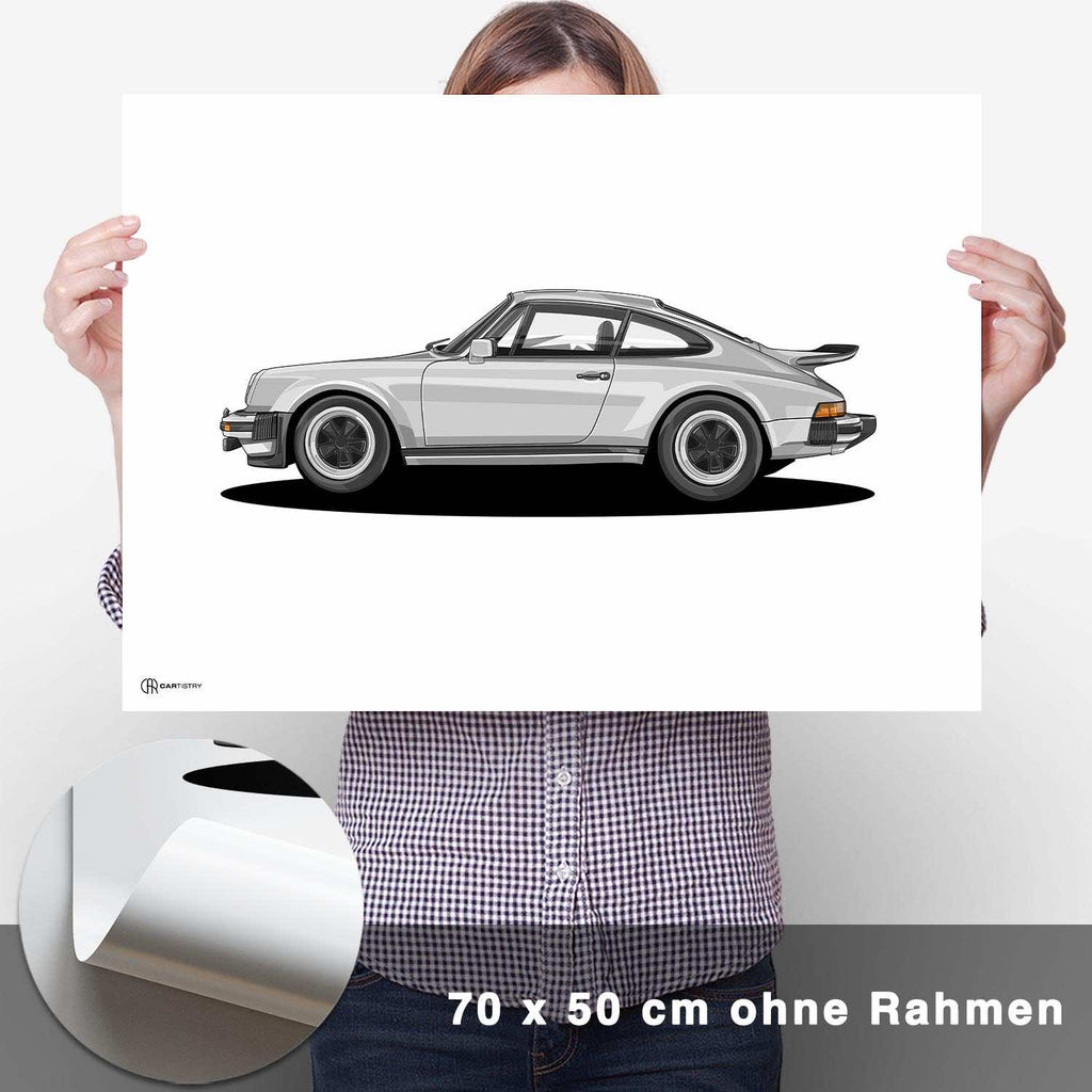911 Turbo (930) Artwork Poster Hell - CARTISTRY