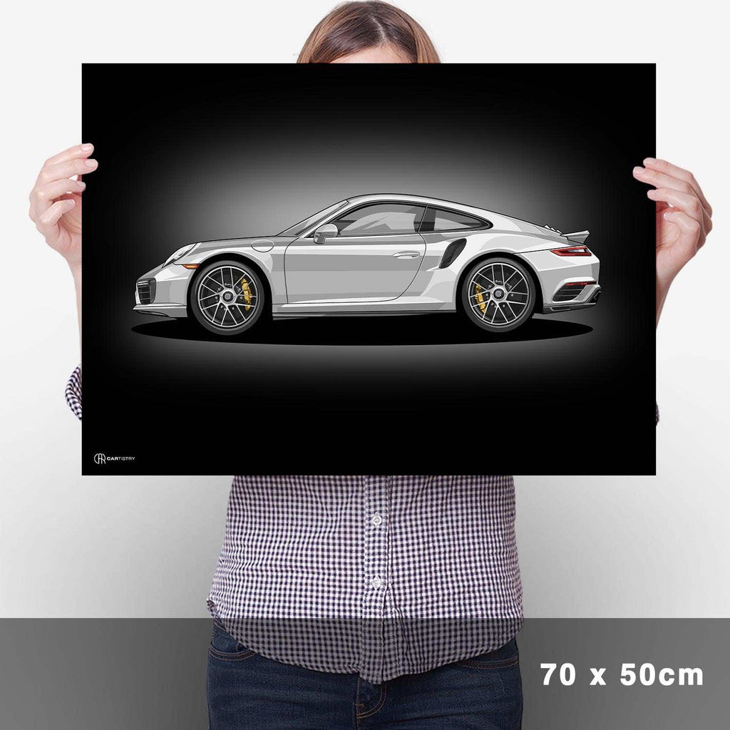 911 Turbo (991) Artwork Poster Dunkel - Cartistry