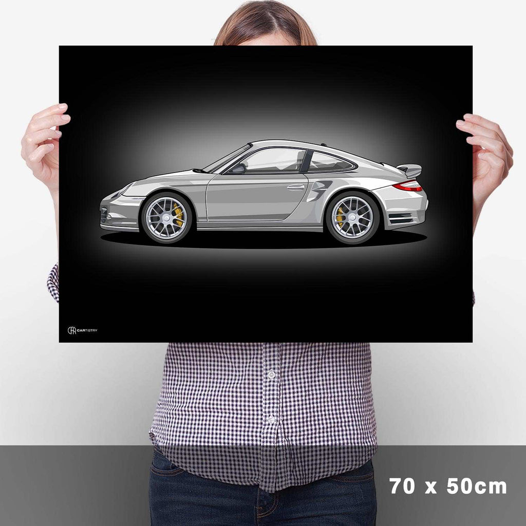 911 Turbo (997) Artwork Poster Dunkel - Cartistry