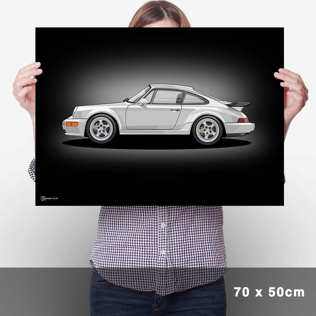 911 Turbo (964) Artwork Poster Dunkel - Cartistry