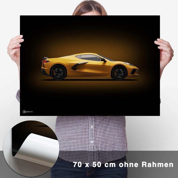 Lade das Bild in den Galerie-Viewer, Corvette C8 Poster Seite Dunkel - CARTISTRY
