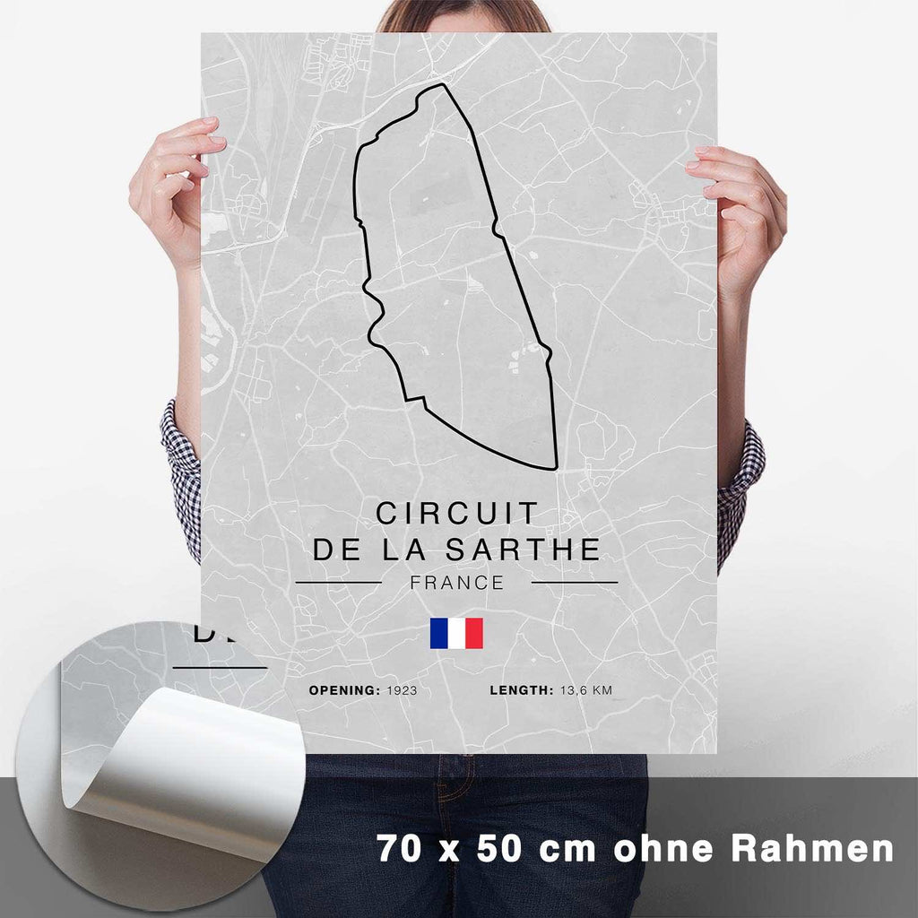 Circuit de la Sarthe Rennstrecken Poster - Hell - CARTISTRY