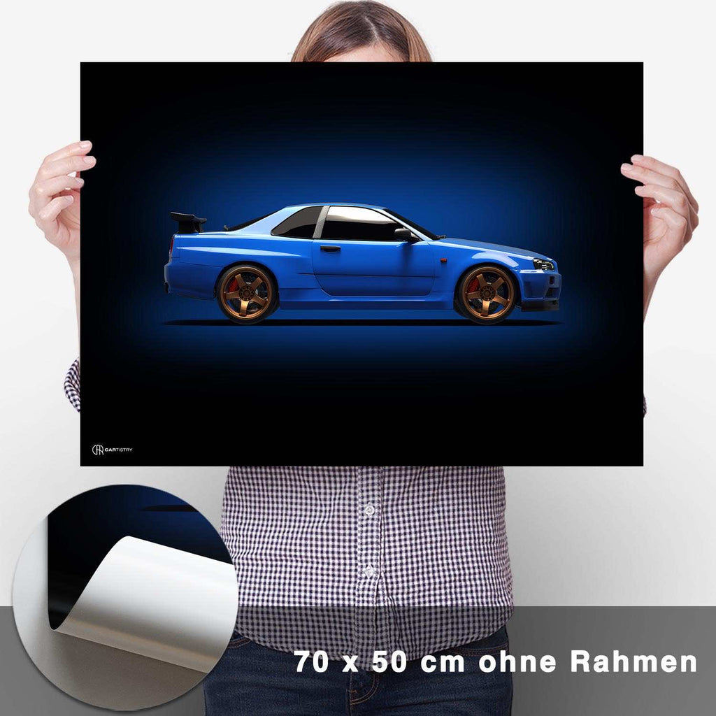 GT-R R34 Poster Seite Dunkel - CARTISTRY