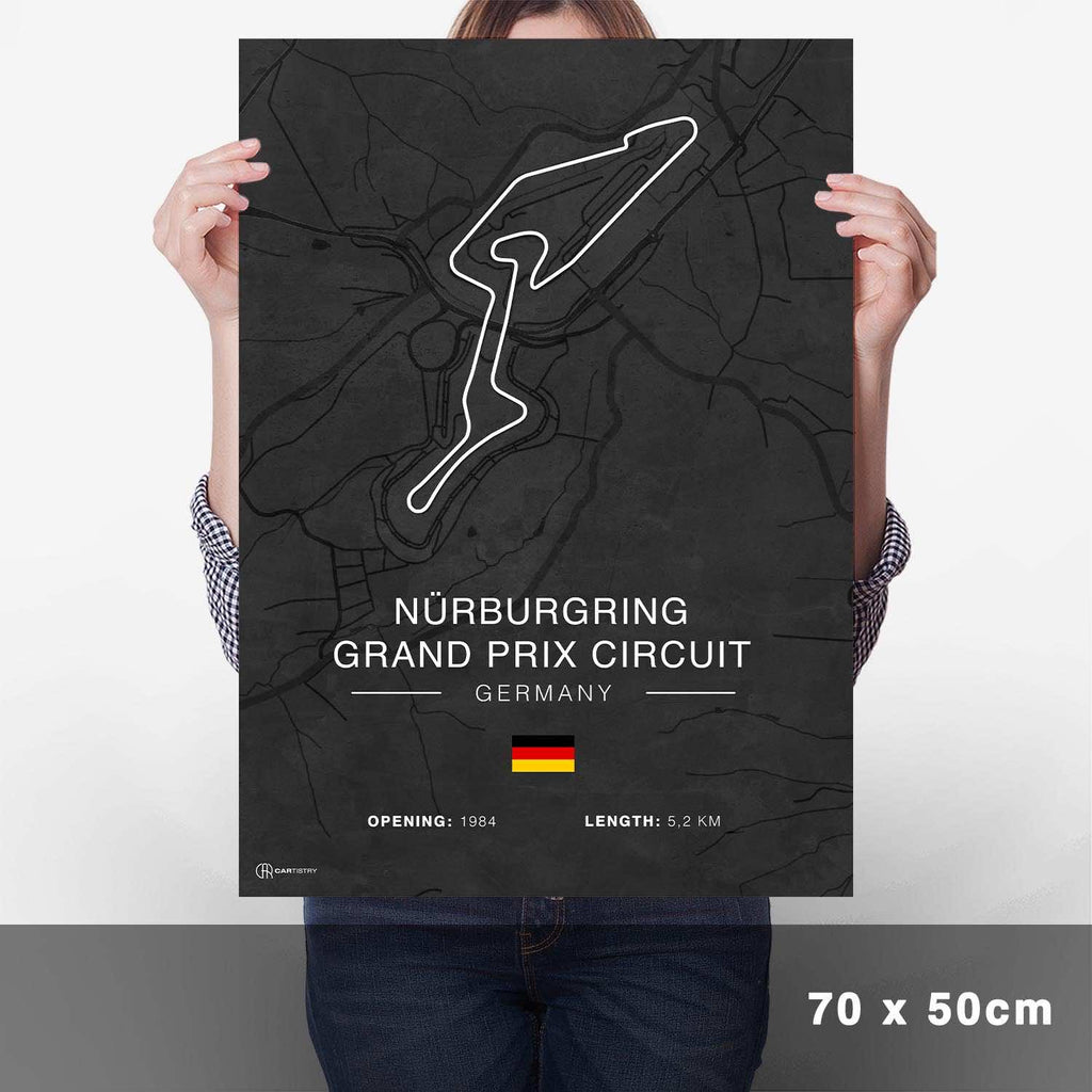 Nürburgring GP Circuit Rennstrecken Poster - Dunkel - Cartistry