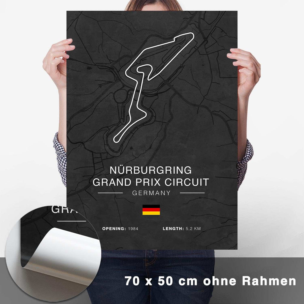Nürburgring GP Circuit Rennstrecken Poster - Dunkel - CARTISTRY
