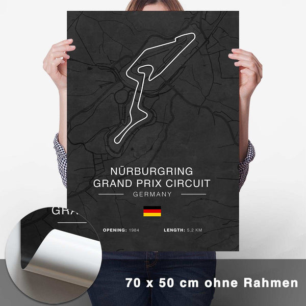 Lade das Bild in den Galerie-Viewer, Nürburgring GP Circuit Rennstrecken Poster - Dunkel - CARTISTRY
