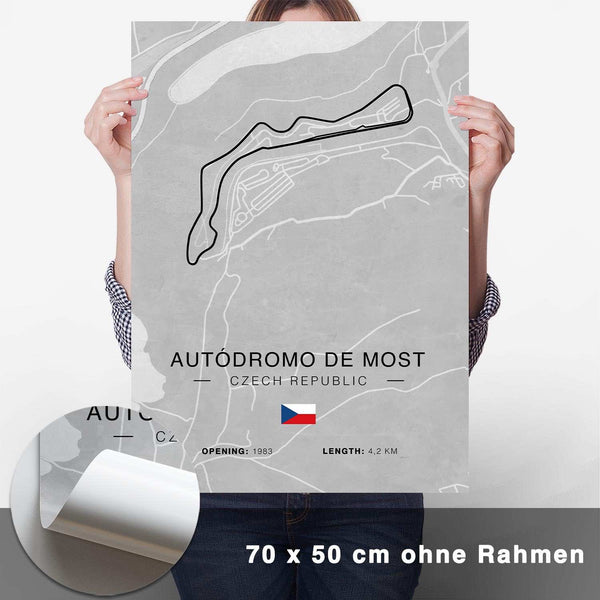 Lade das Bild in den Galerie-Viewer, Autodrom Most Rennstrecken Poster - Hell - CARTISTRY

