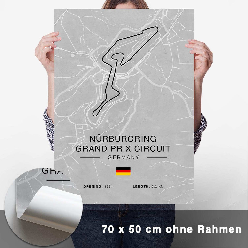 Nürburgring GP Circuit Rennstrecken Poster - Hell - CARTISTRY