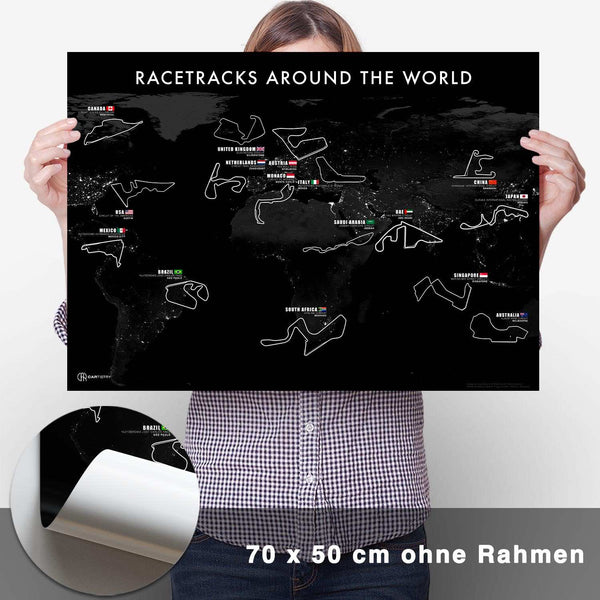 Lade das Bild in den Galerie-Viewer, Legendäre Rennstrecken Weltkarten Poster - Dunkel - Cartistry
