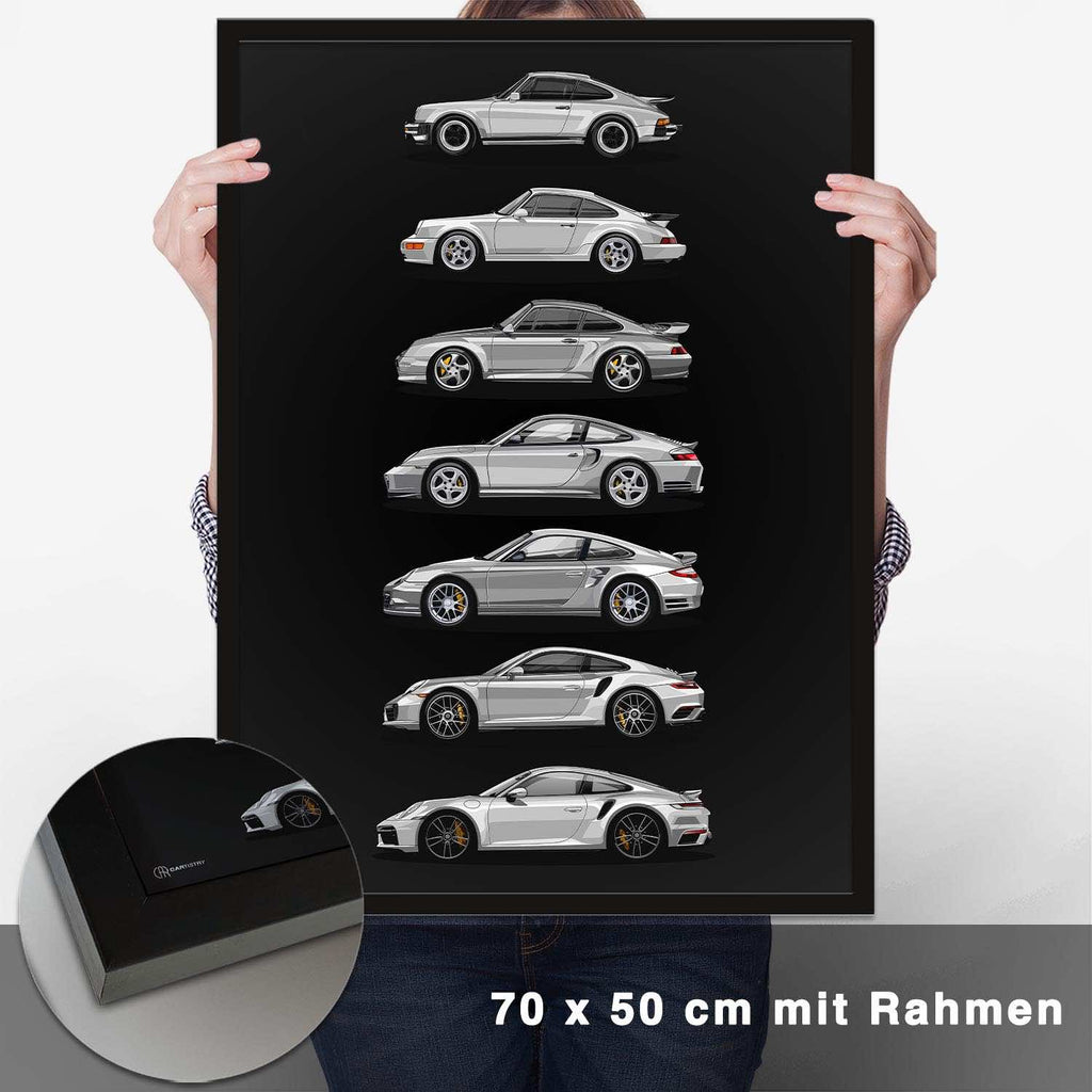 911 Turbo Generationen Poster Dunkel - CARTISTRY