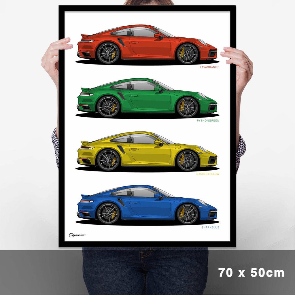 911 Turbo (992) Werksfarben Poster - Cartistry