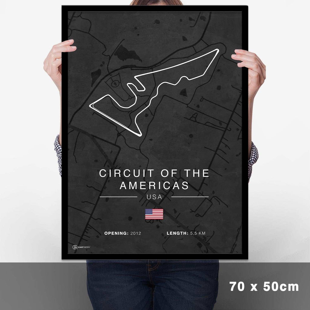 Circuit Americas Rennstrecken Poster - Dunkel - Cartistry