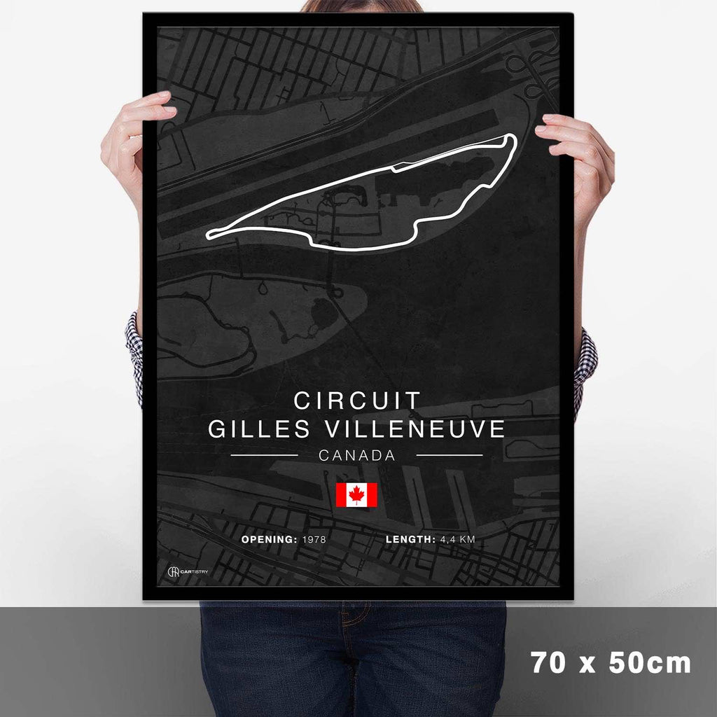 Gilles Villeneuve Rennstrecken Poster - Dunkel - Cartistry