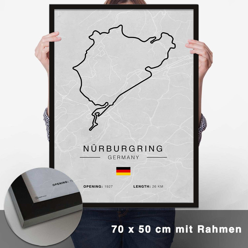 Nürburgring Rennstrecken Poster - Hell - CARTISTRY