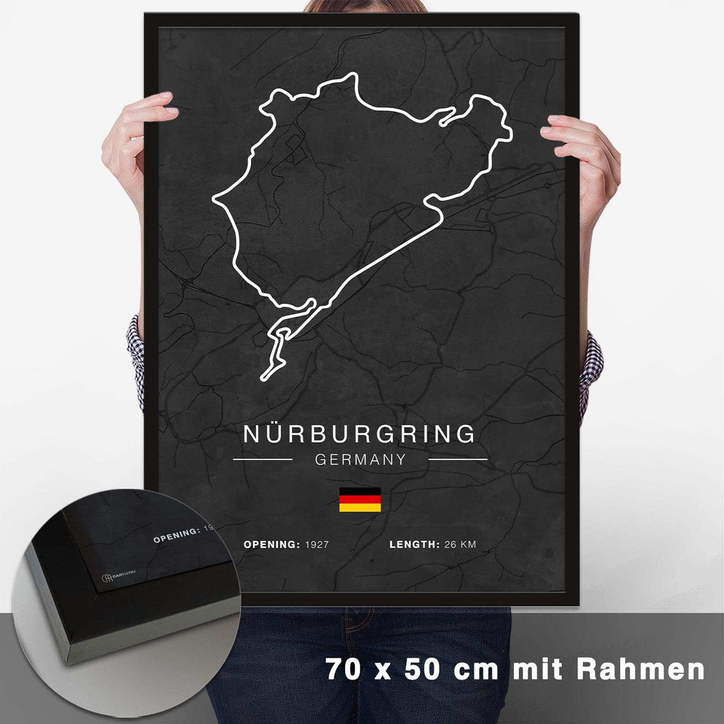 Nürburgring Rennstrecken Poster - Dunkel - CARTISTRY