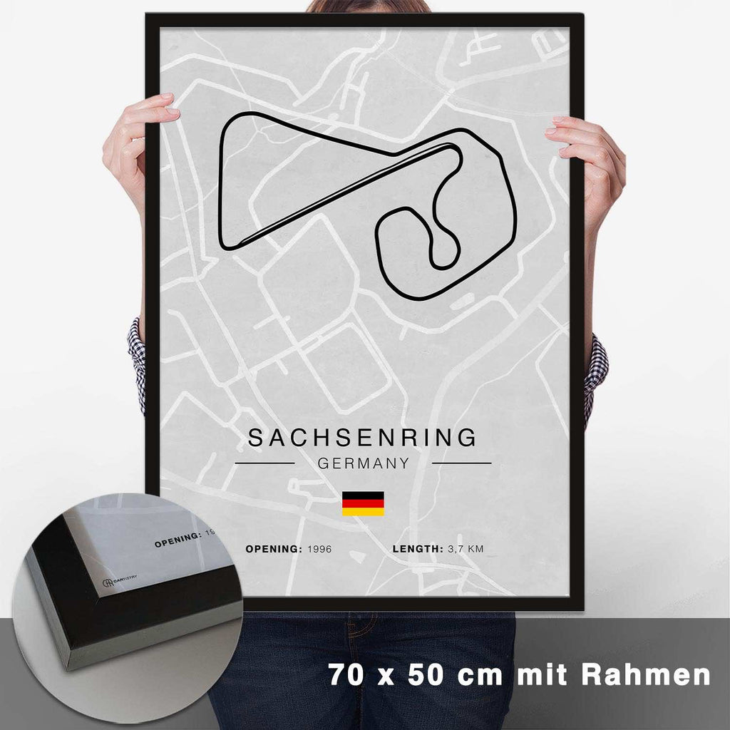 Sachsenring Rennstrecken Poster - Hell - CARTISTRY