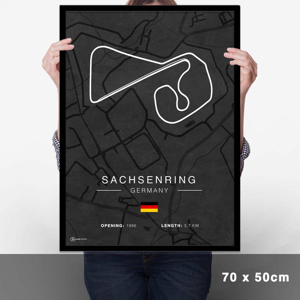 Lade das Bild in den Galerie-Viewer, Sachsenring Rennstrecken Poster - Dunkel - Cartistry
