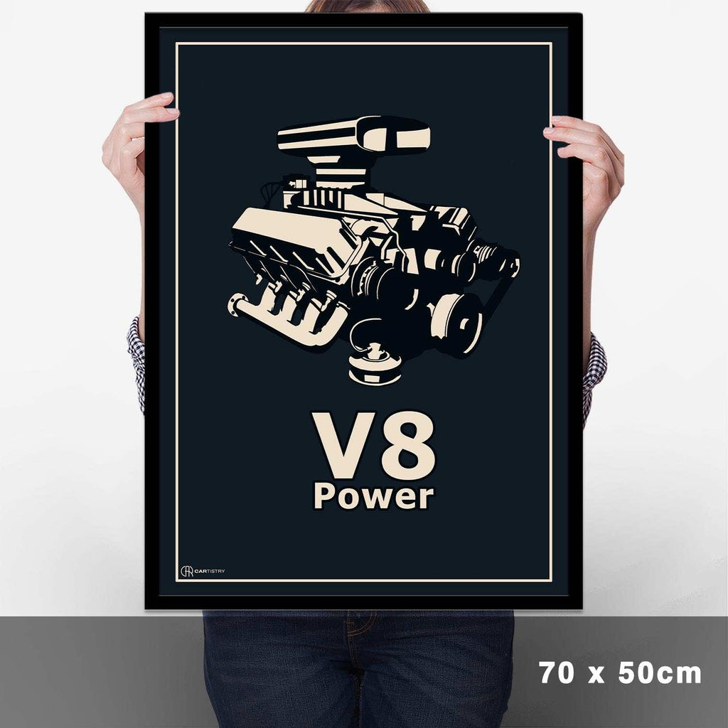 V8 Motor Poster - Blau - Cartistry