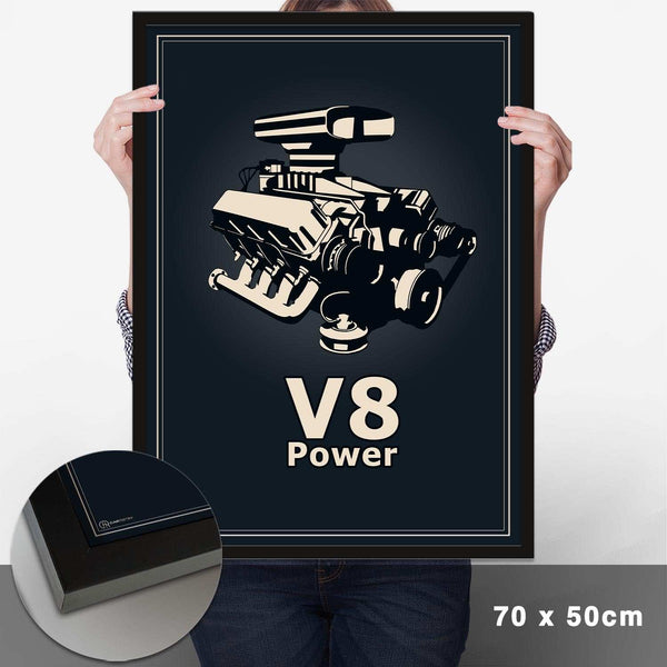 Lade das Bild in den Galerie-Viewer, V8 Motor Poster - Blau - Cartistry
