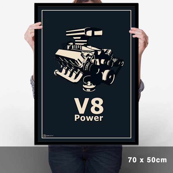 Lade das Bild in den Galerie-Viewer, V8 Motor Poster - Blau - Cartistry
