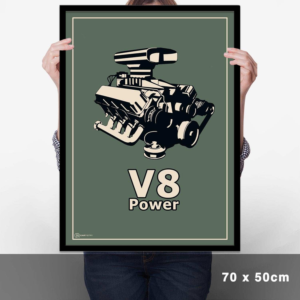 V8 Motor Poster - Grün - Cartistry