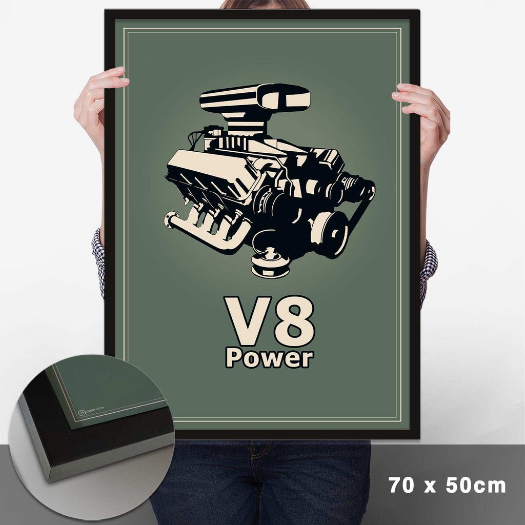 V8 Motor Poster - Grün - Cartistry
