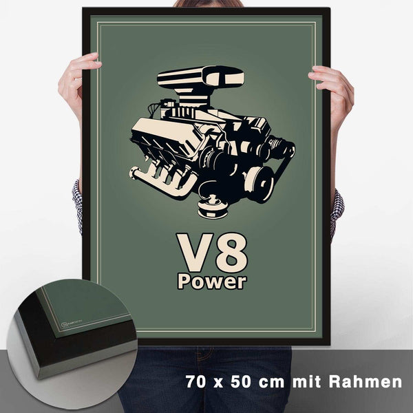 Lade das Bild in den Galerie-Viewer, V8 Motor Poster - Grün - CARTISTRY
