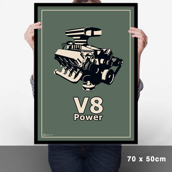 Lade das Bild in den Galerie-Viewer, V8 Motor Poster - Grün - Cartistry
