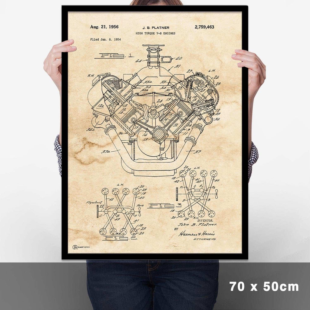 Patent Poster V8 Motor - Cartistry