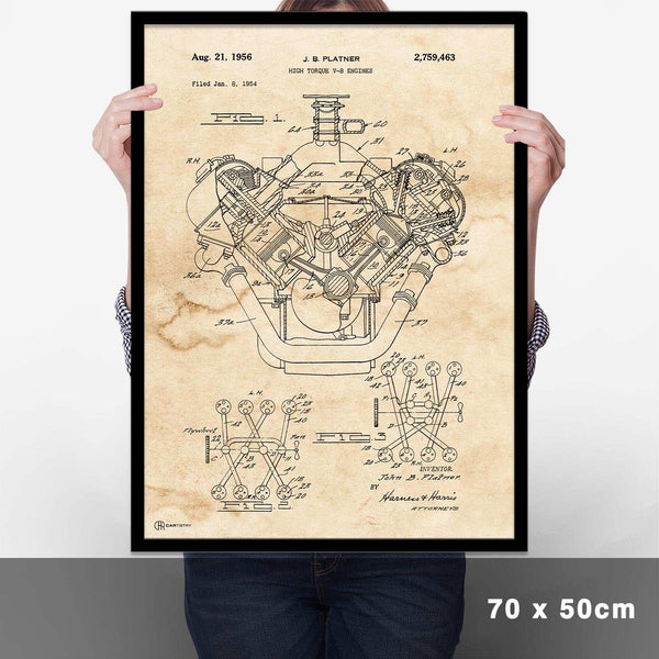 Lade das Bild in den Galerie-Viewer, Patent Poster V8 Motor - Cartistry
