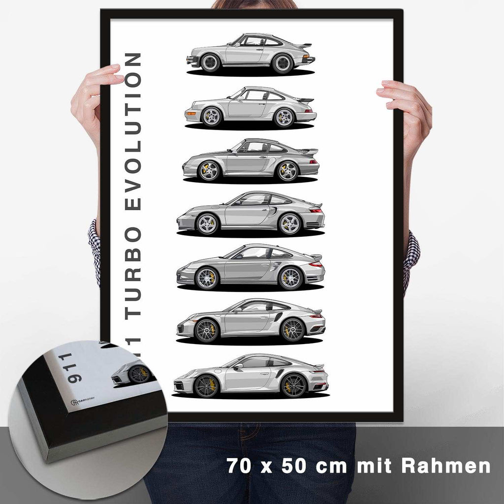 911 Turbo Generationen Poster Hell - CARTISTRY