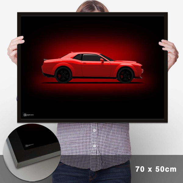 Lade das Bild in den Galerie-Viewer, Challenger SRT Demon Poster Seite Dunkel - Cartistry
