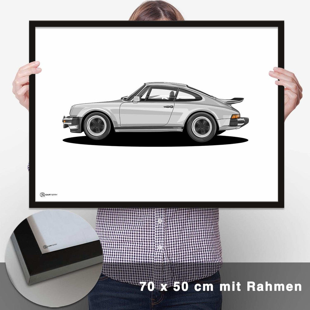 911 Turbo (930) Artwork Poster Hell - CARTISTRY