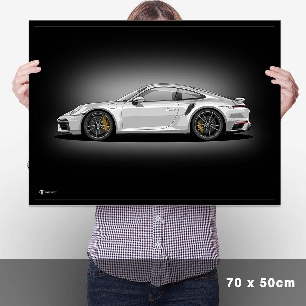 911 Turbo (992) Artwork Poster Dunkel - Cartistry